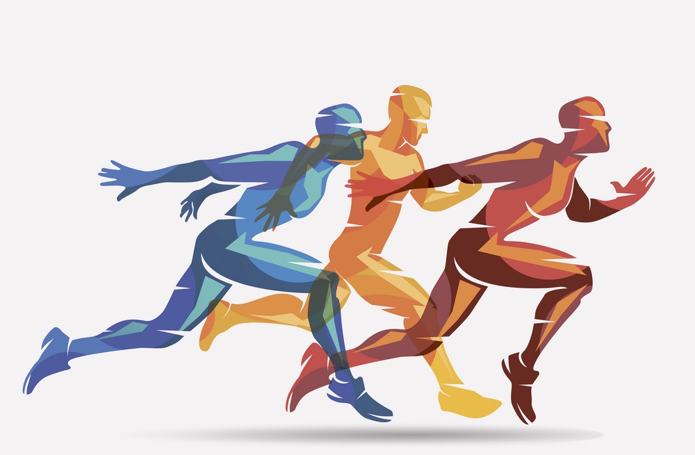 running athletes vector symbol, sport and competition concept ba